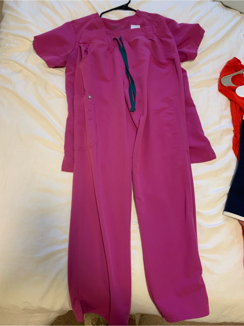 Figs Women's Magenta Track Pants & Scrub Top Set